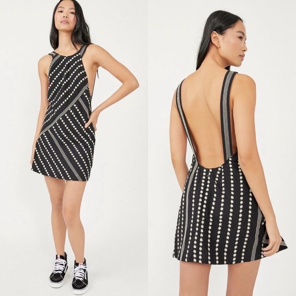 Free People Black and White Embroidered Backless Dress - Picture 2 of 5